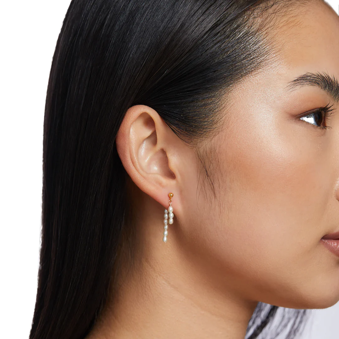 Aimee Freshwater Pearl Earrings - Gold - Image 2