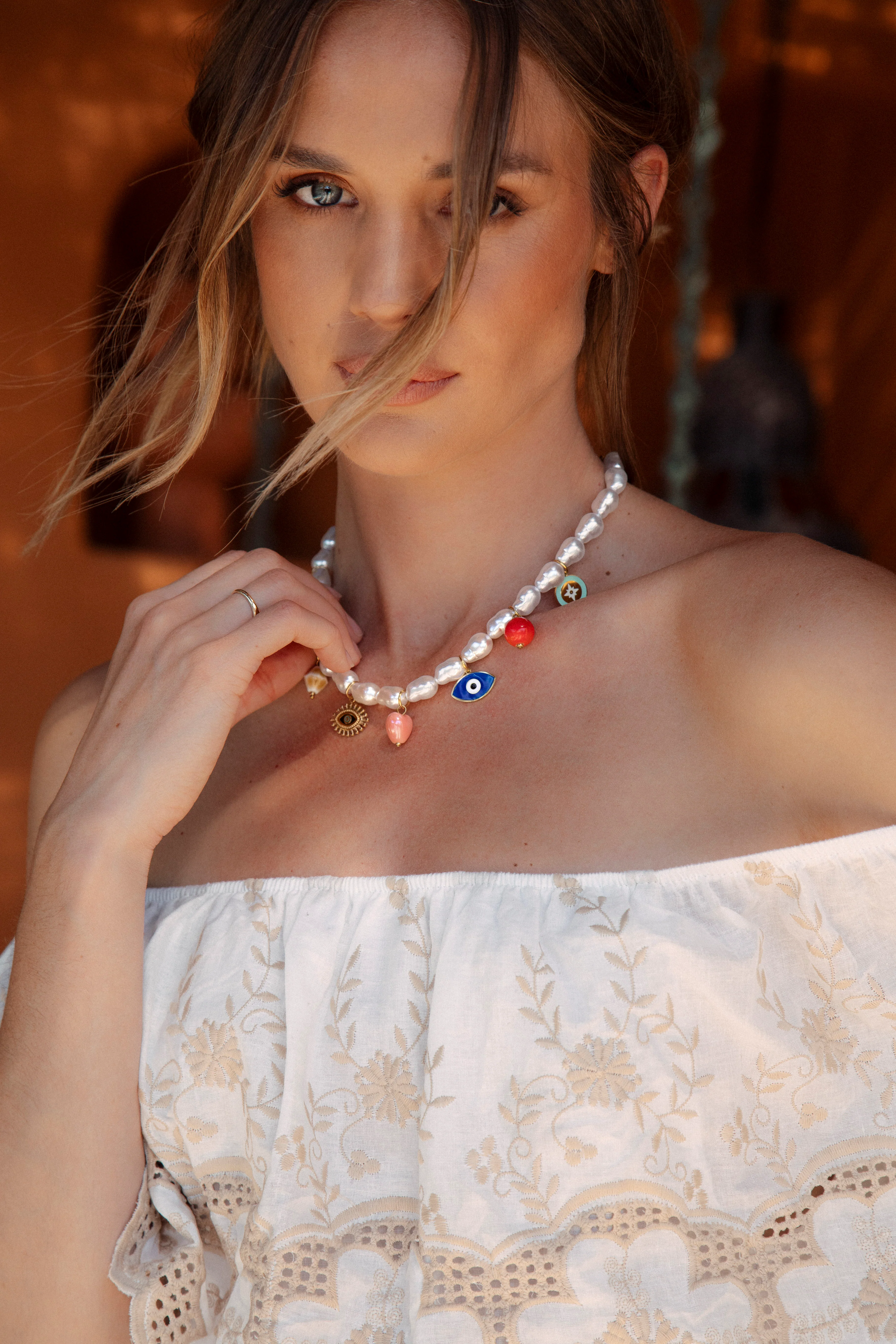 Baroque Pearl Charm Necklace - Image 2