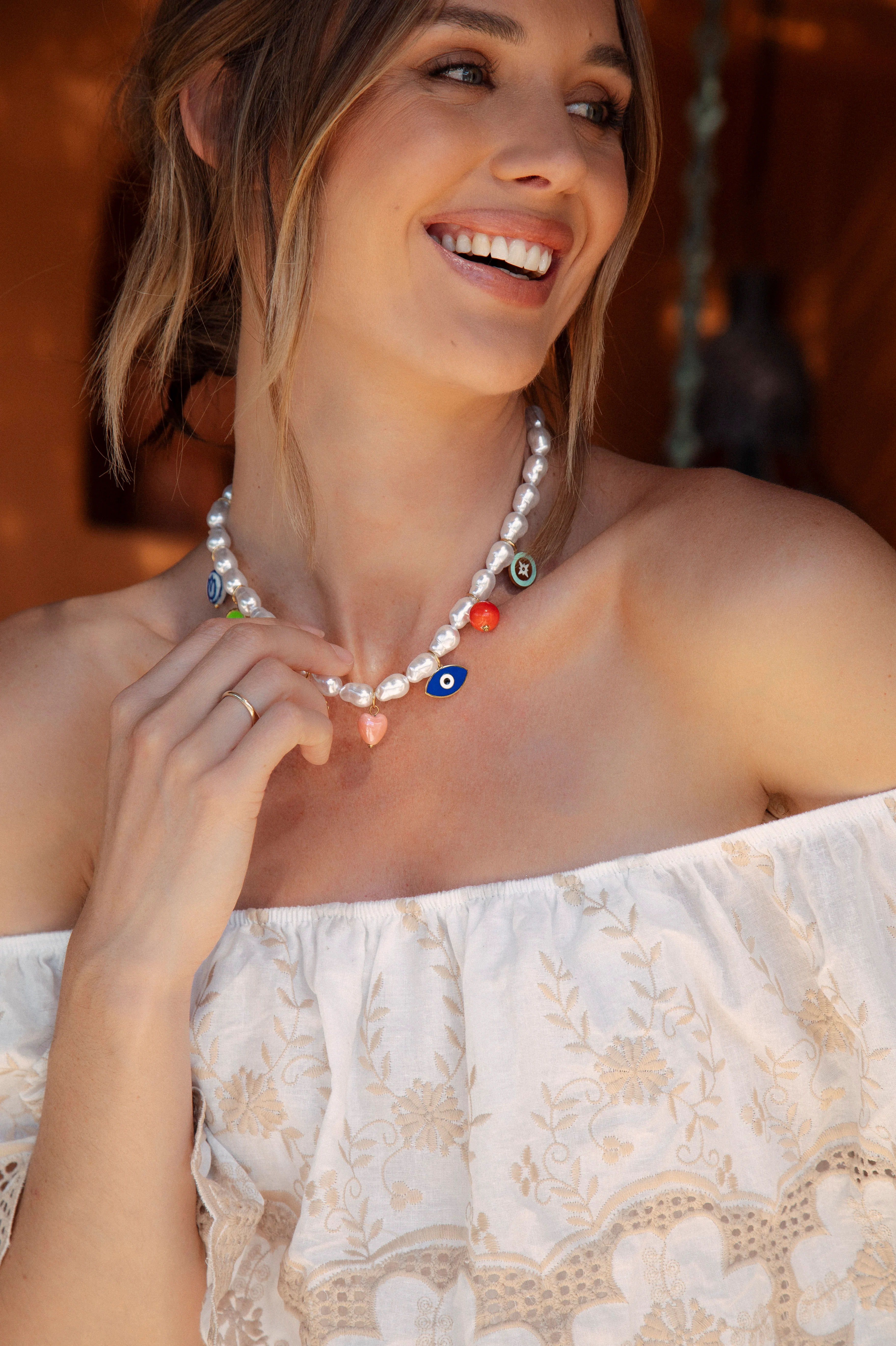 Baroque Pearl Charm Necklace - Image 3