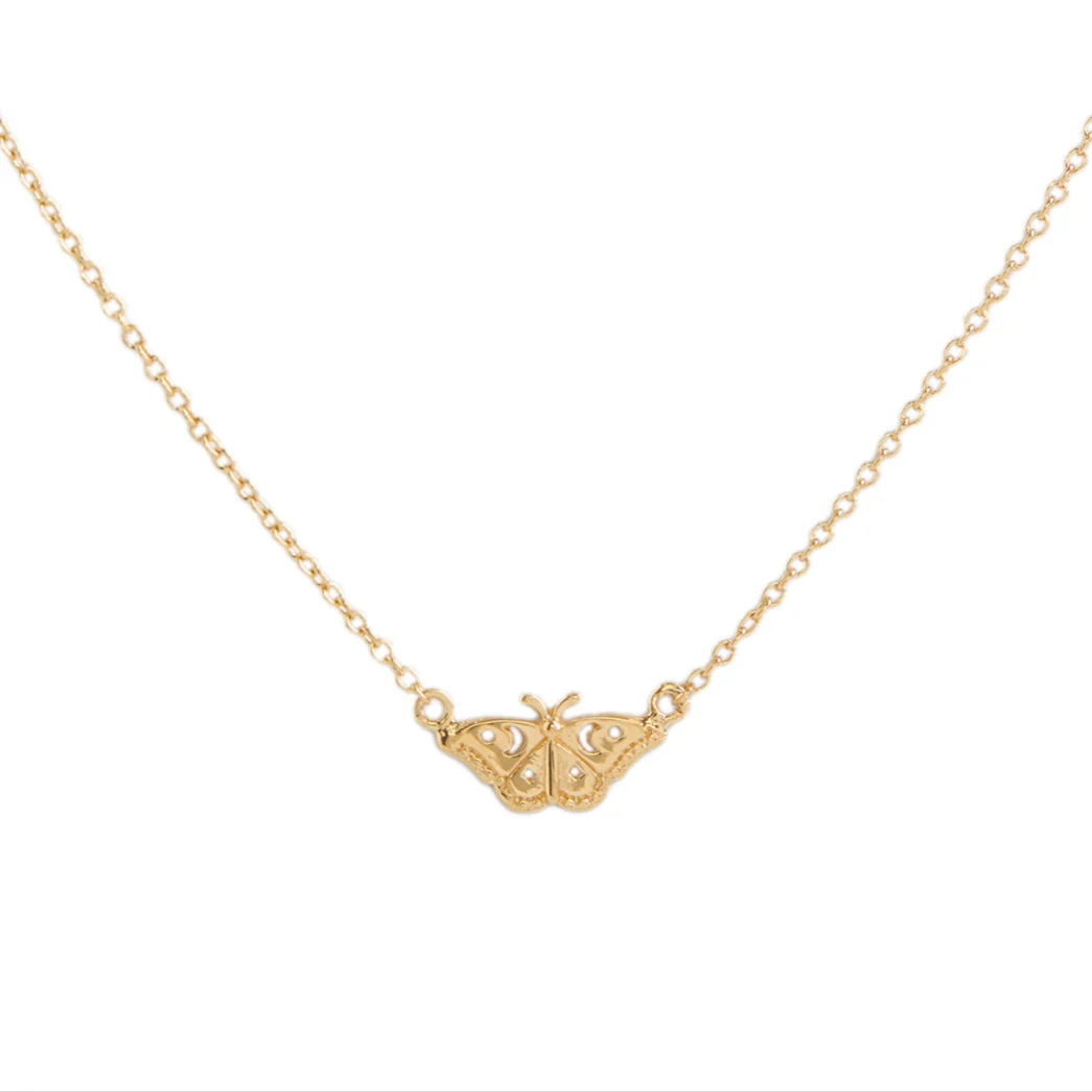 Celestial Moth Necklace Gold