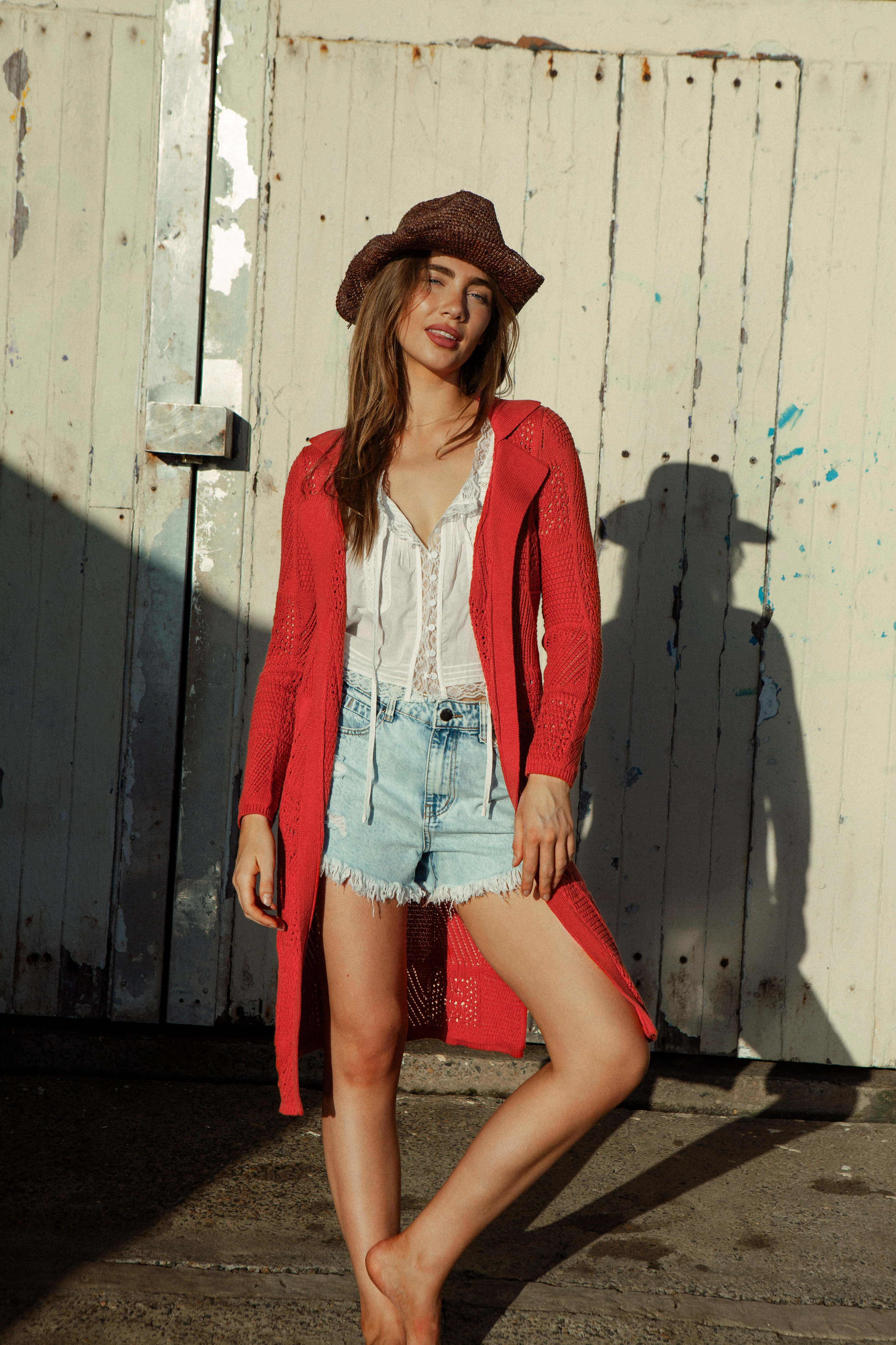 Cinder A-line Cardigan - Rust
