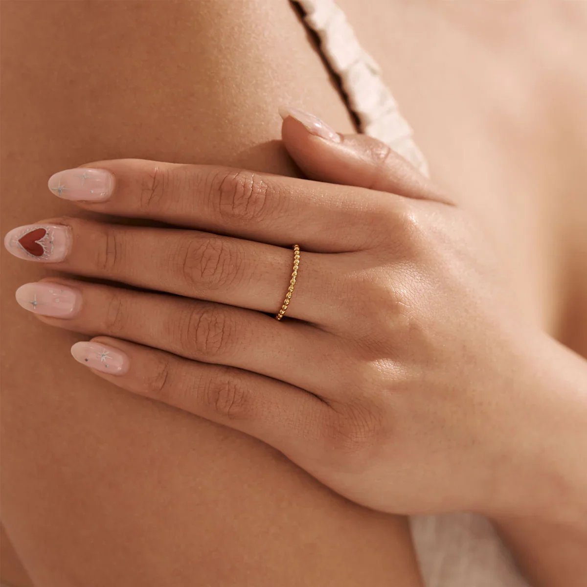 Dainty Beaded Ring Gold - Image 2