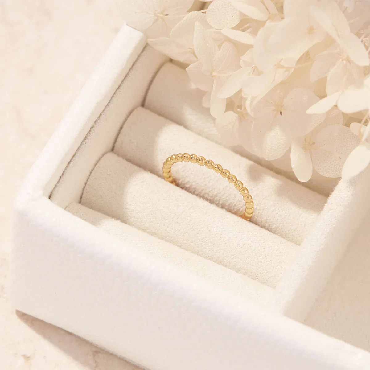 Dainty Beaded Ring Gold - Image 3