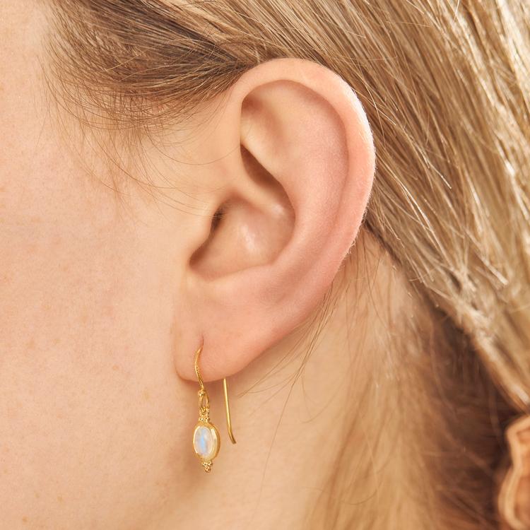 Gold Moon Song Moonstone Earrings - Image 2