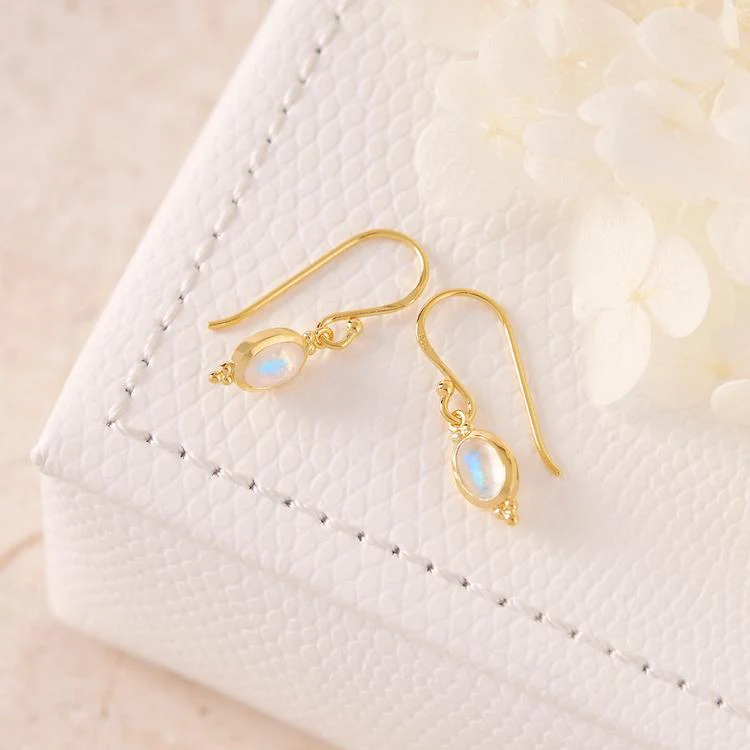 Gold Moon Song Moonstone Earrings - Image 3