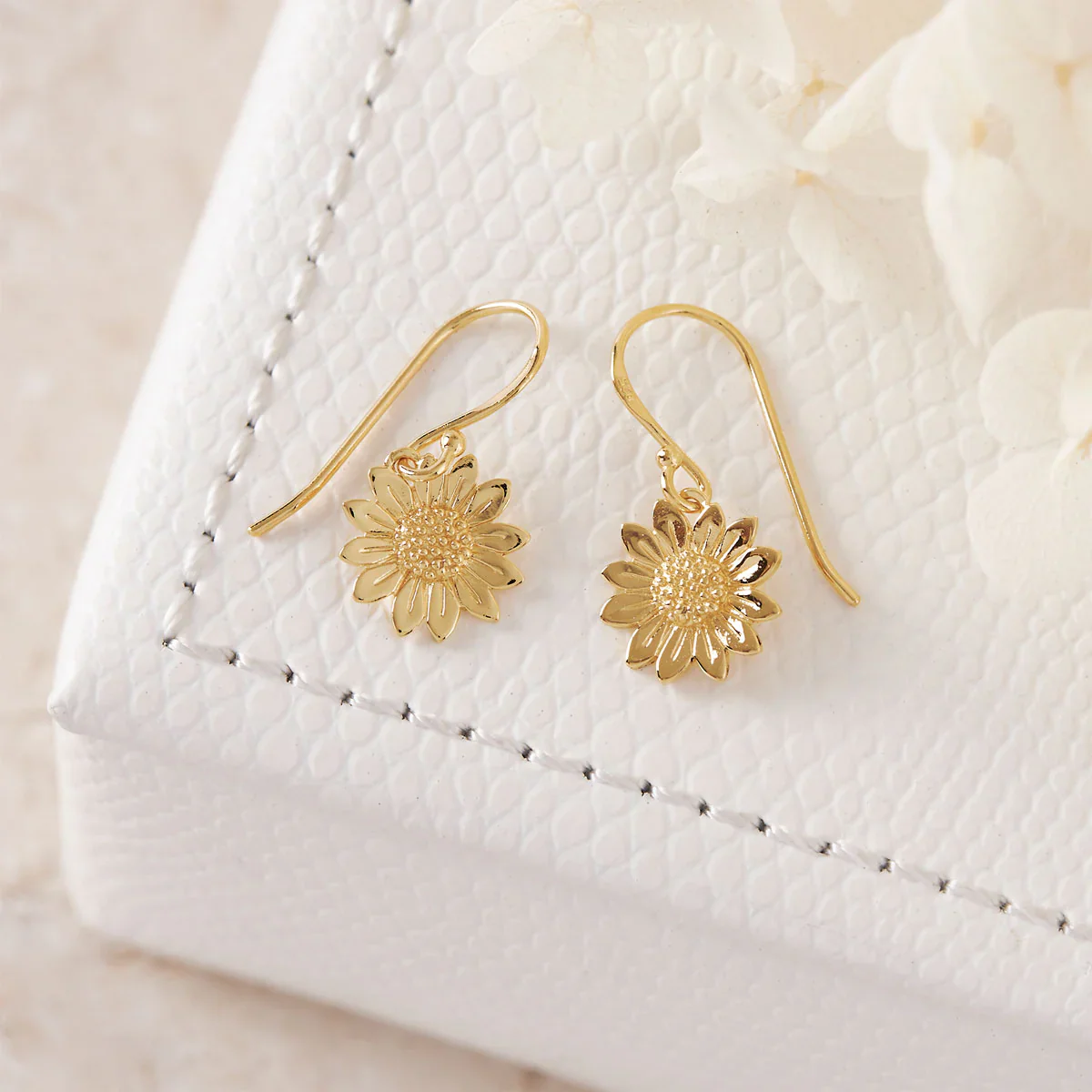 Gold Blossoming Sunflower Earrings - Image 3
