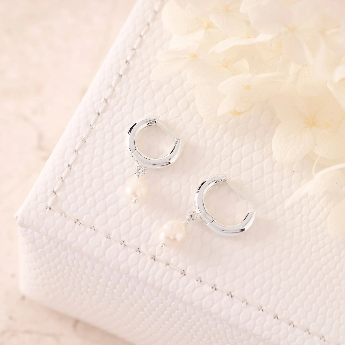 Delicate Pearl Huggies - Image 3