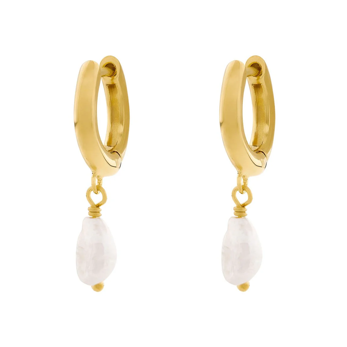 Delicate Pearl Huggies Gold