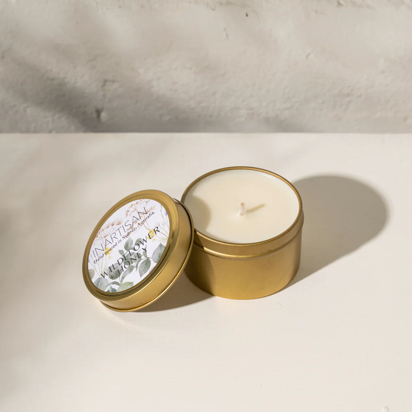Hand Poured Soy Candle in Travel Tin - Brass