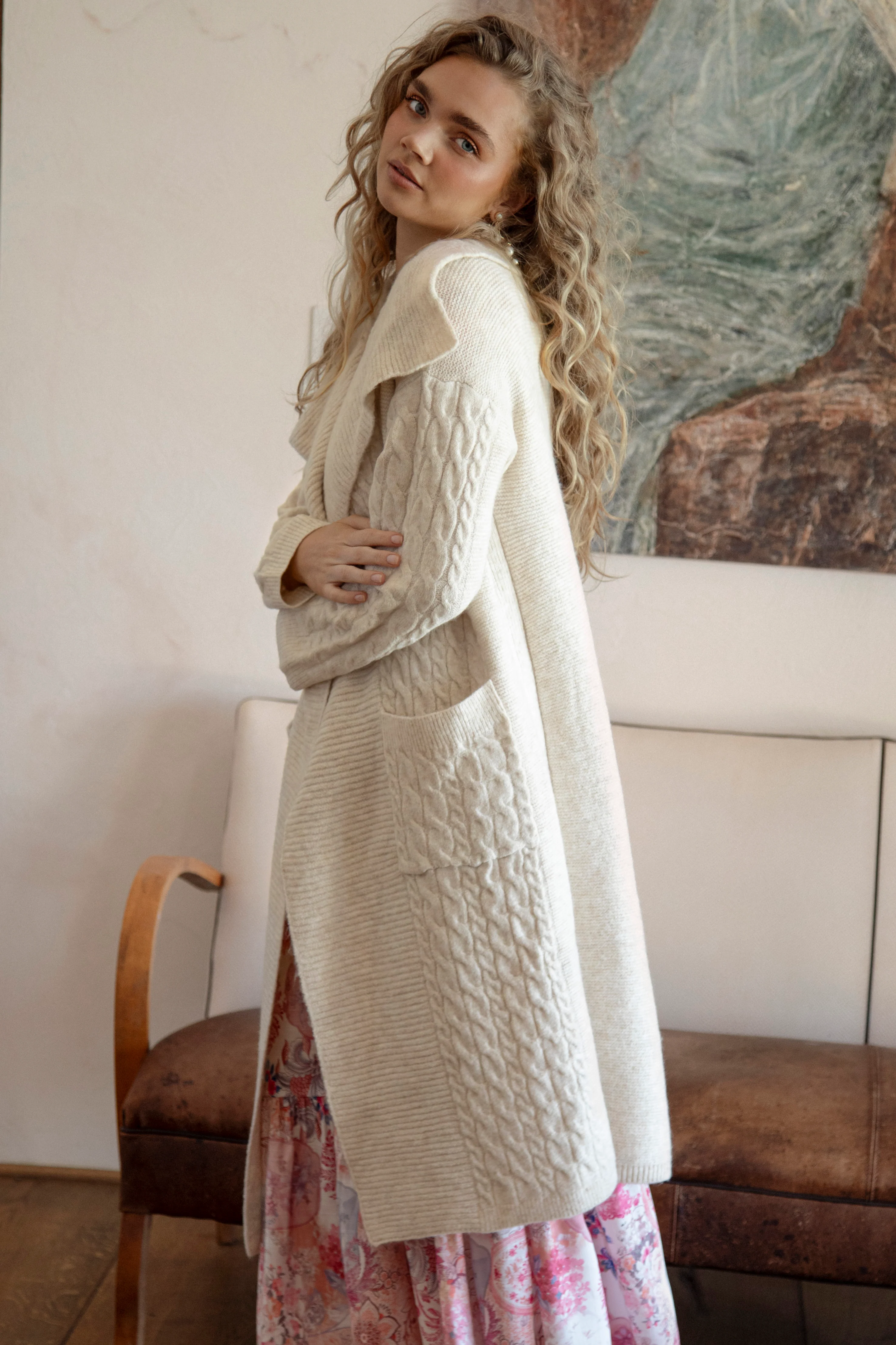 Hunter Slouch Cardi - Oat - Image 3