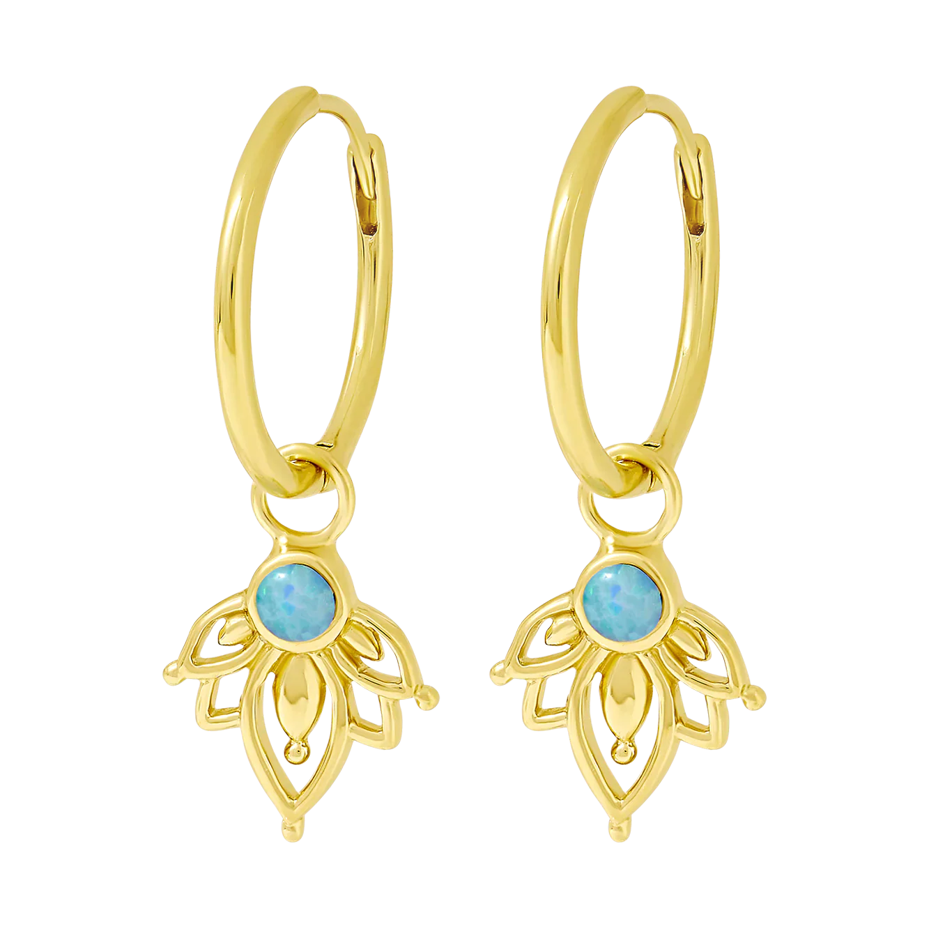Lotus Azure Opal Huggies Gold