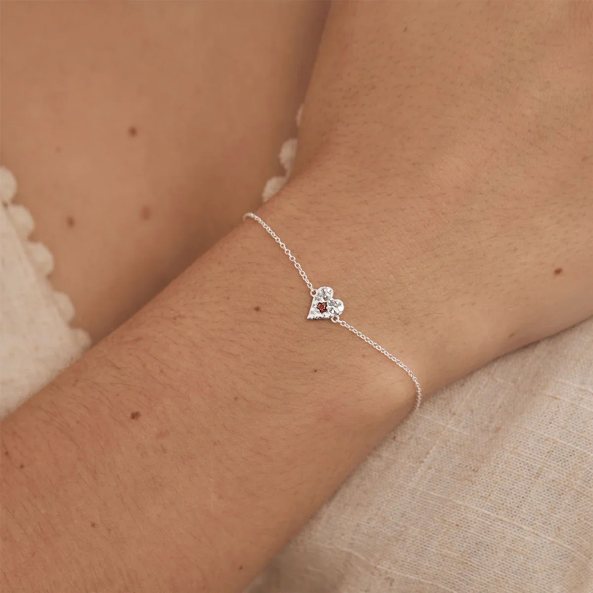 Love Heart Garnet Bracelet - Image 2