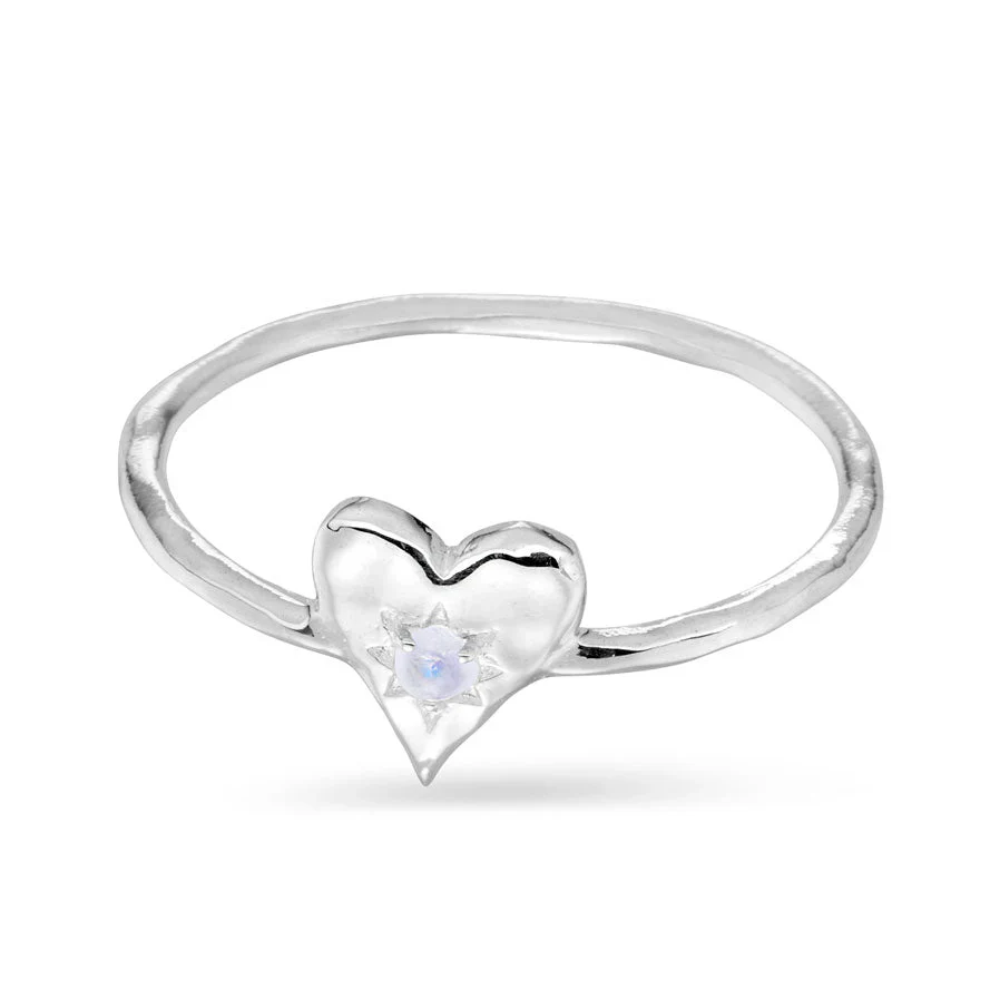 Love Heart Moonstone Ring
