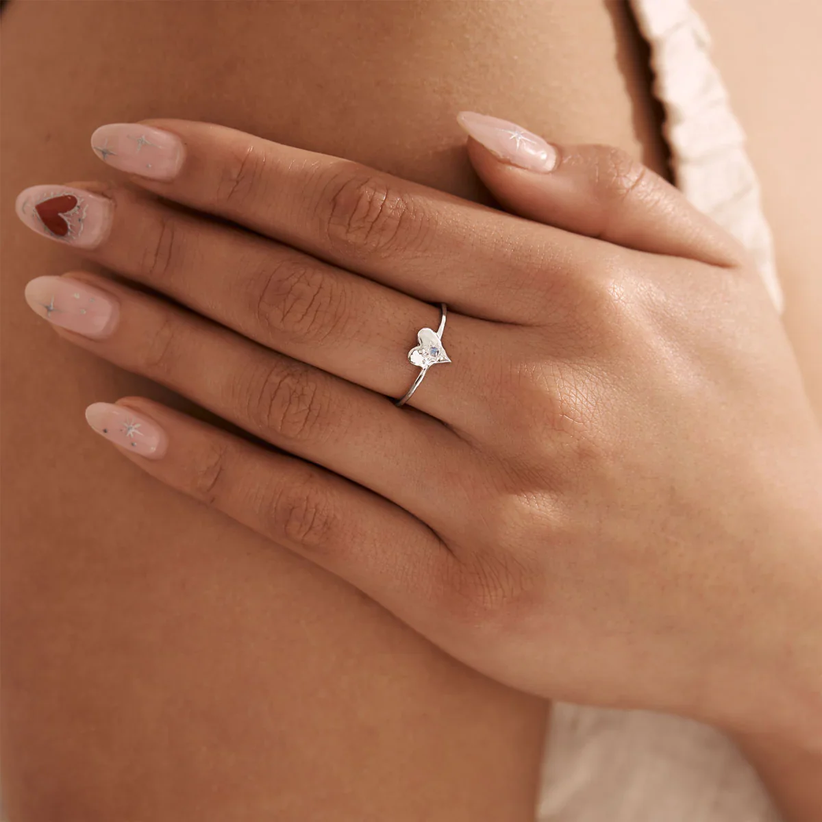 Love Heart Moonstone Ring - Image 2