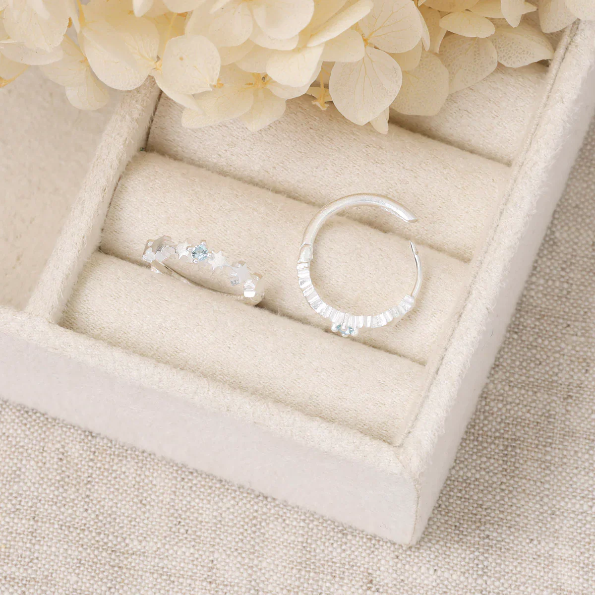 Night Glow Blue Topaz Huggies - Image 3