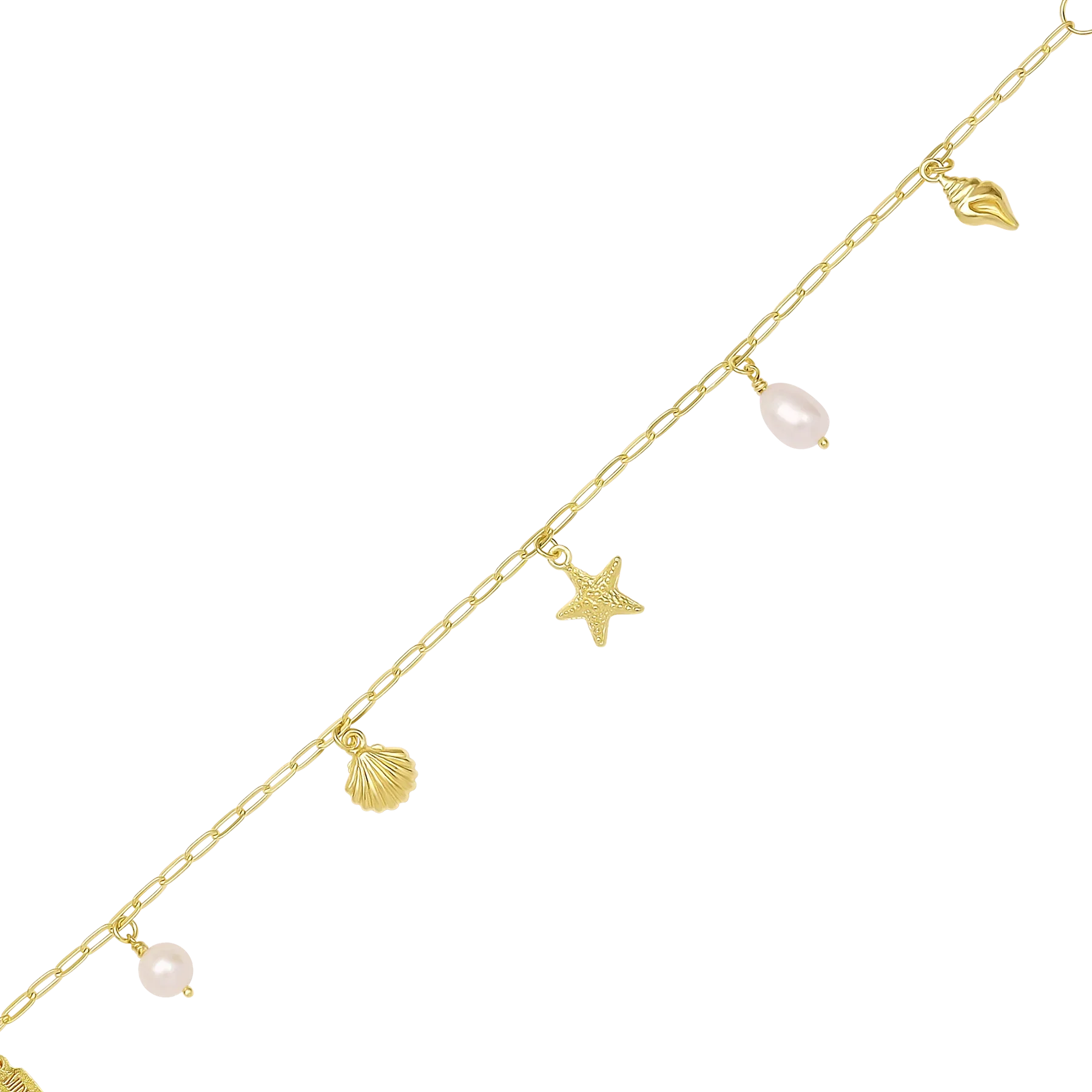 Oceanic Pearl Charm Bracelet Gold