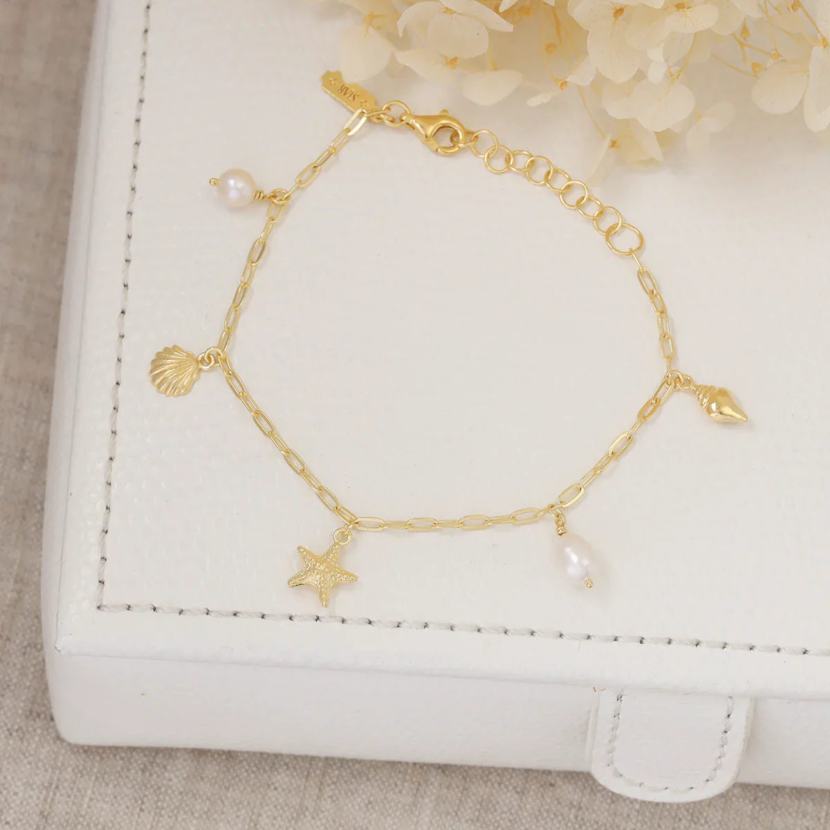Oceanic Pearl Charm Bracelet Gold - Image 3
