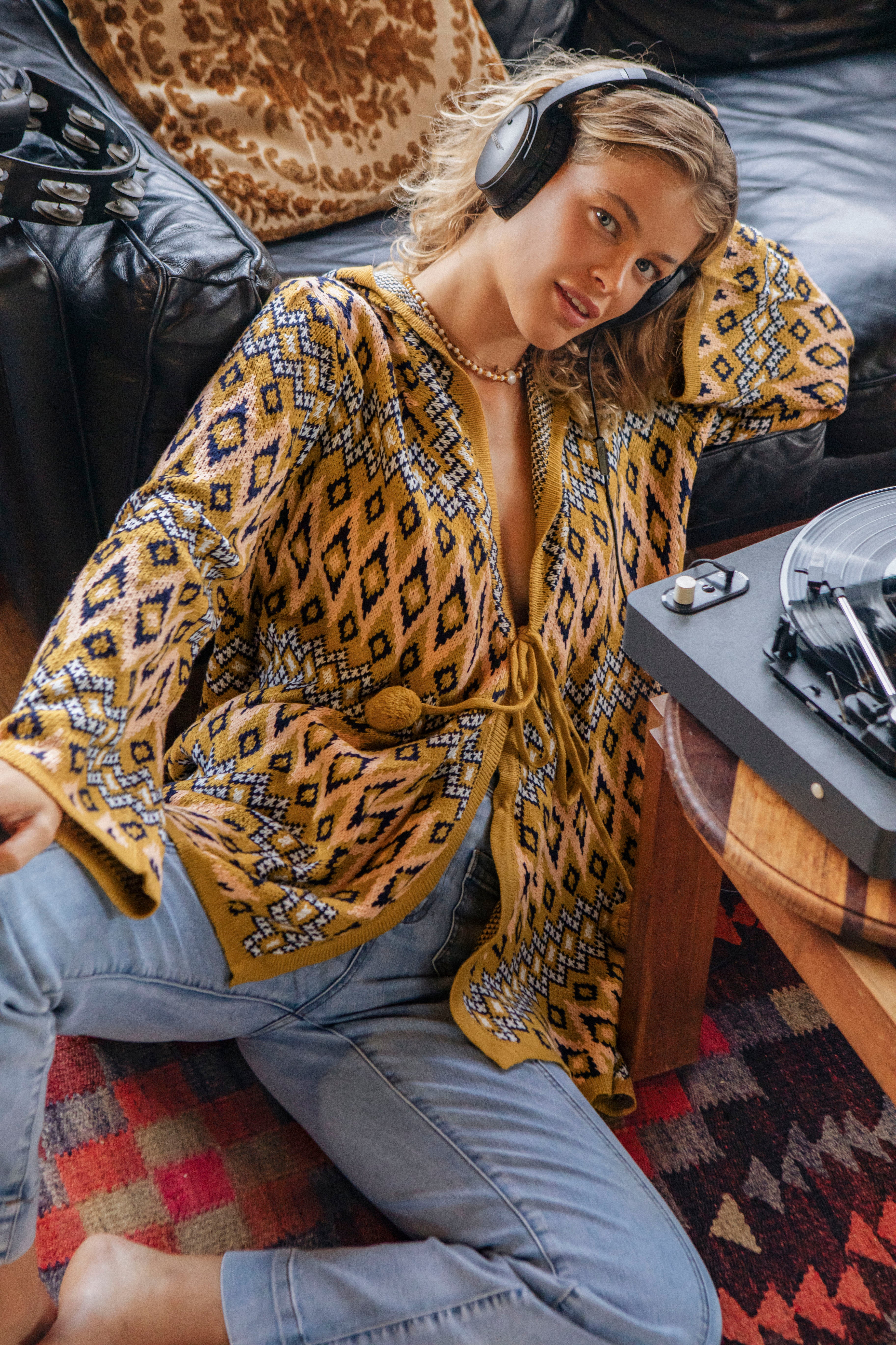 One Love Hooded Cardi - Aztec - Image 7