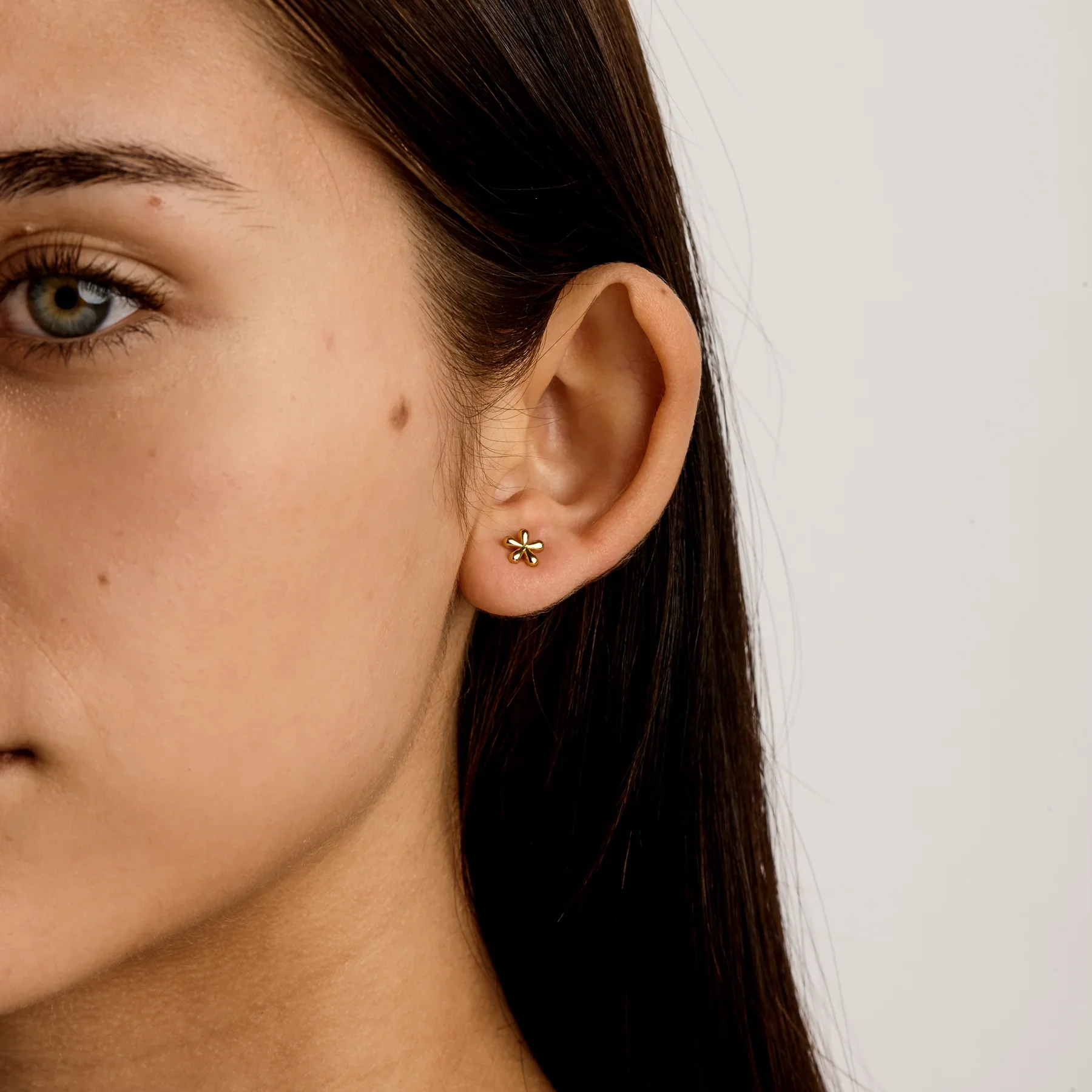 Periwinkle Flower Gold Studs - Image 2