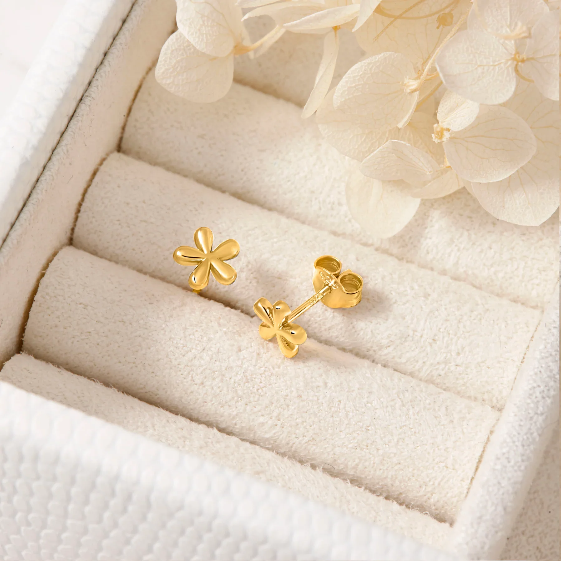 Periwinkle Flower Gold Studs - Image 3