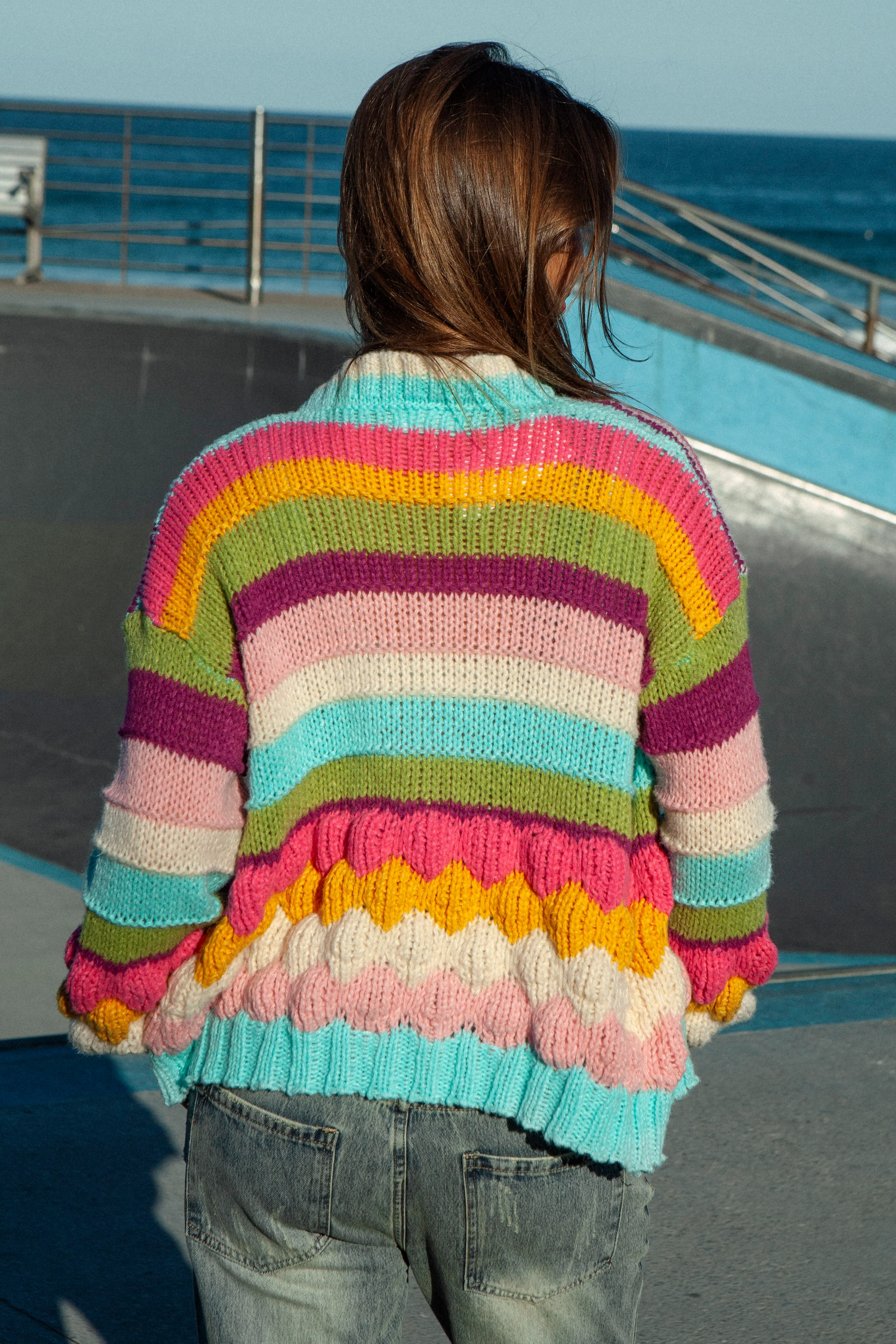 Retro Rainbow Stripe Cardigan - Image 5