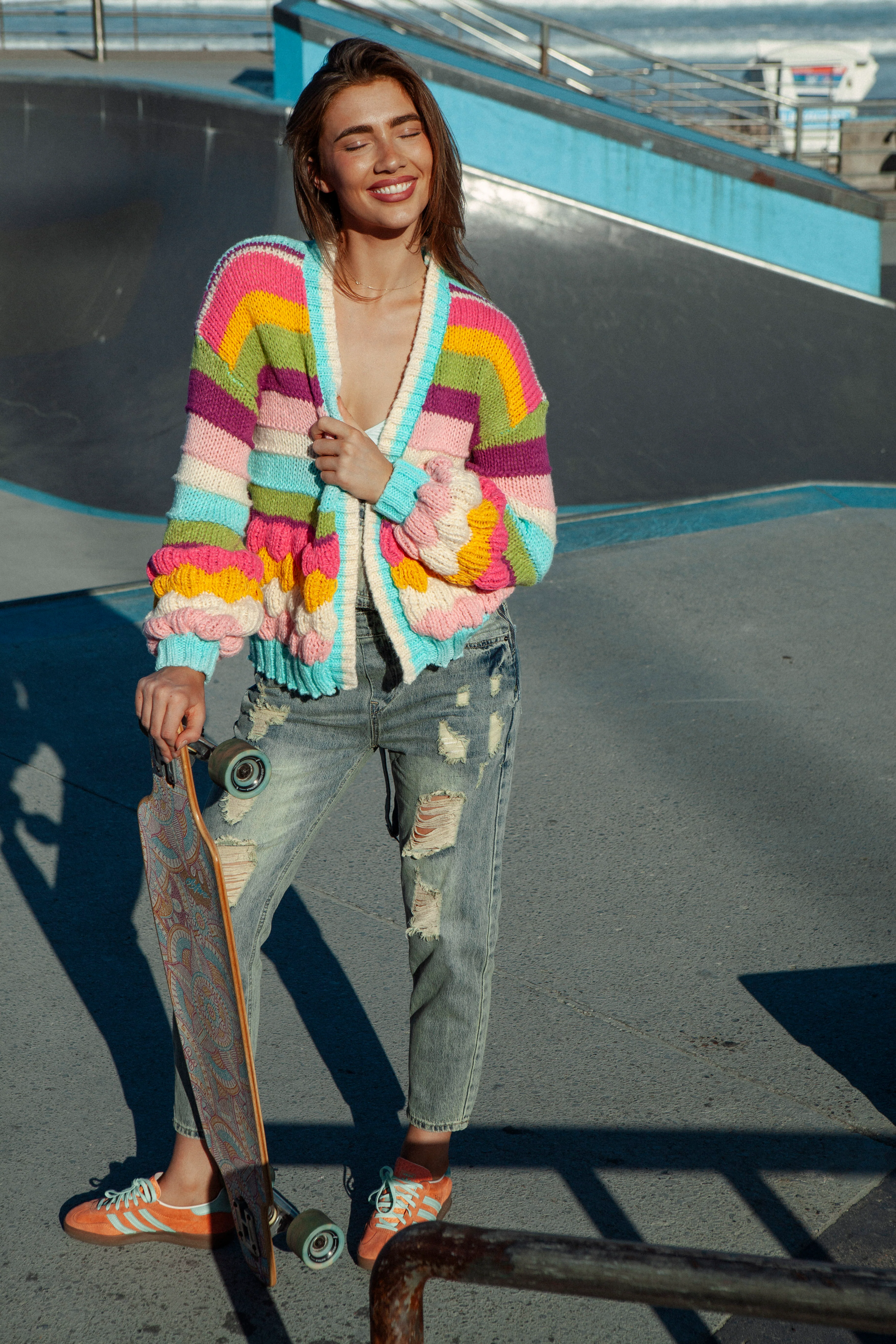 Retro Rainbow Stripe Cardigan - Image 6