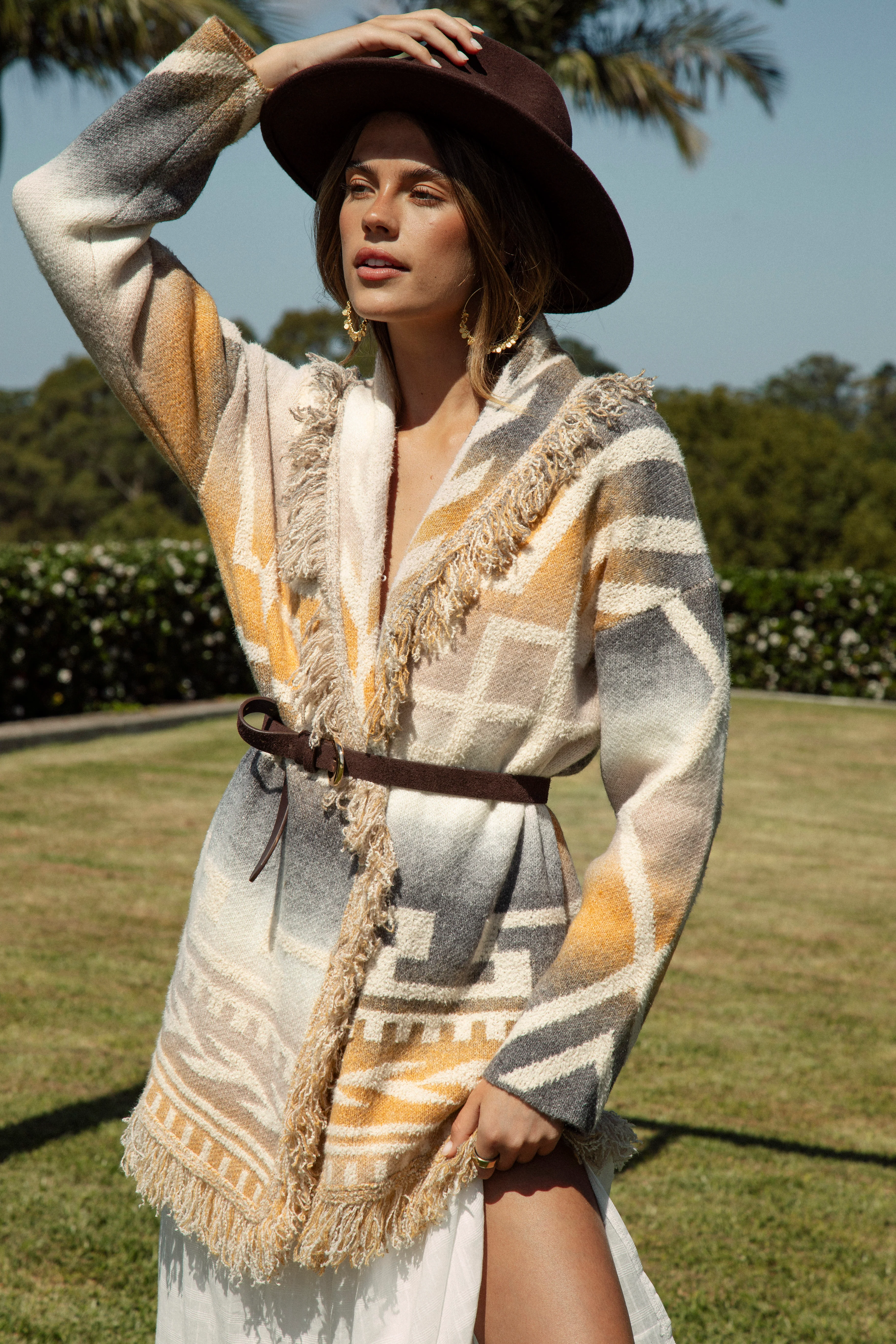 Riviera Fringe Cardigan - Mustard