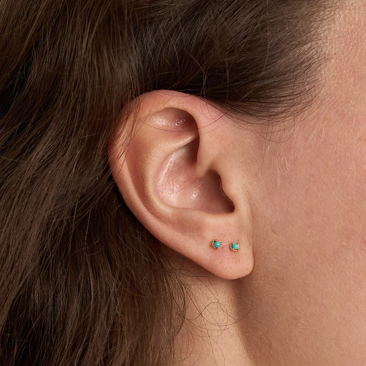 Delicate Turquoise Studs Gold - Image 2