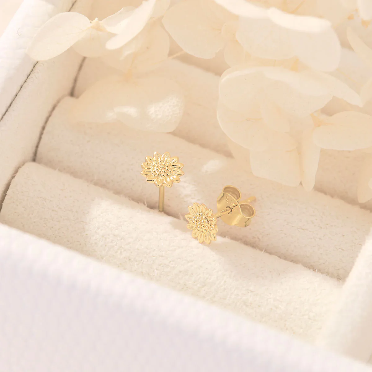 Gold Delicate Sunflower Studs - Image 3