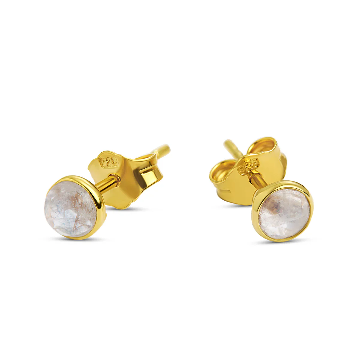 Dainty Round Moonstone Studs