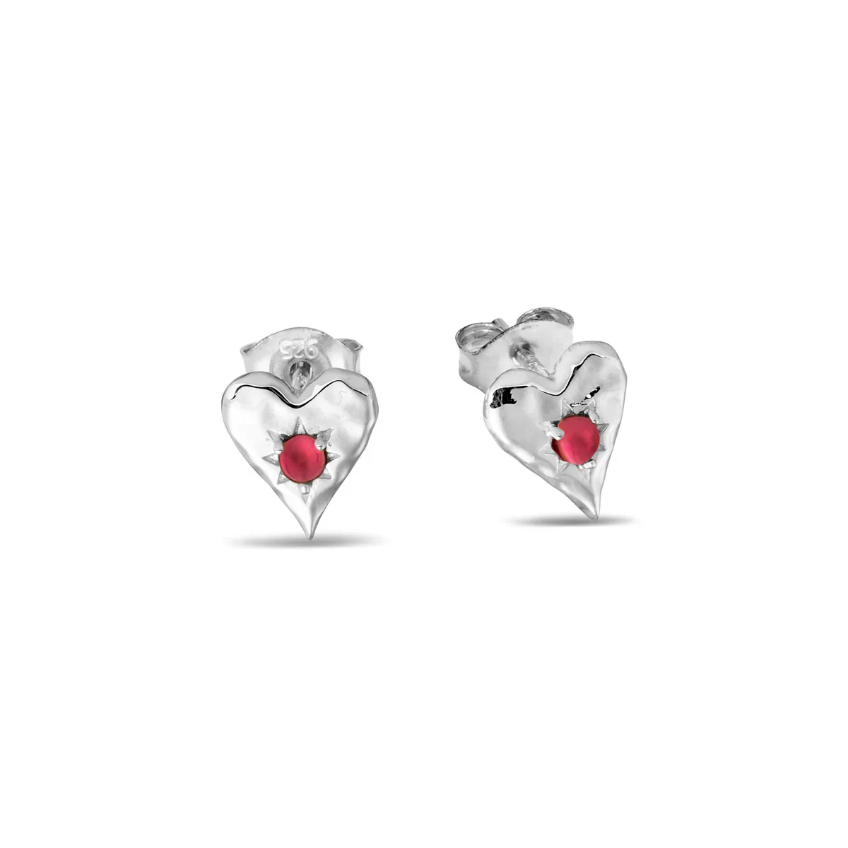 Garnet Heart Studs