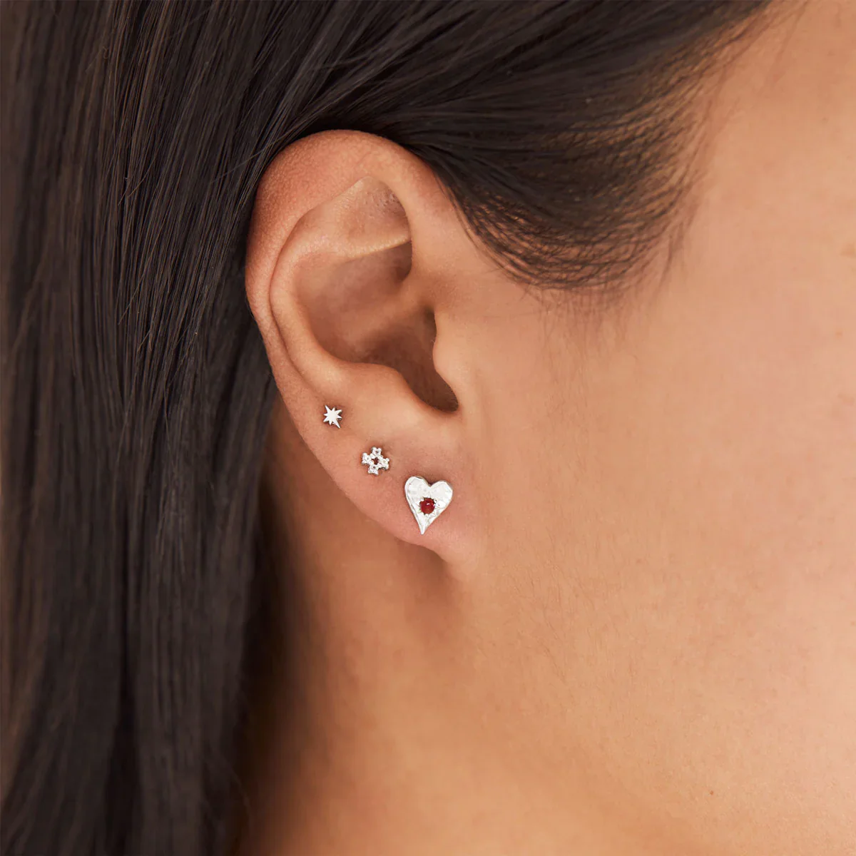 Garnet Heart Studs - Image 2