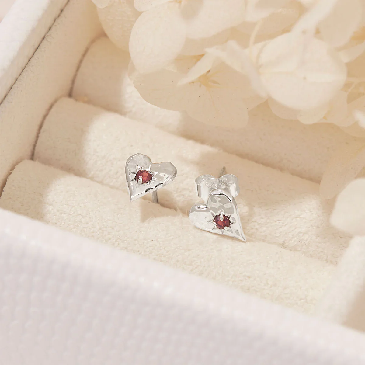 Garnet Heart Studs - Image 3