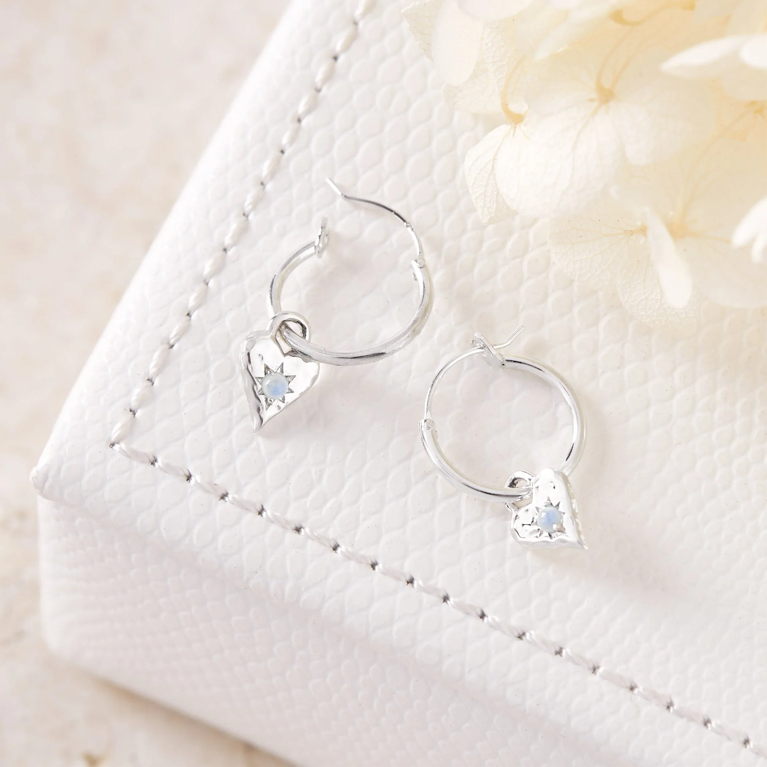 Love Heart Moonstone Studs - Image 3