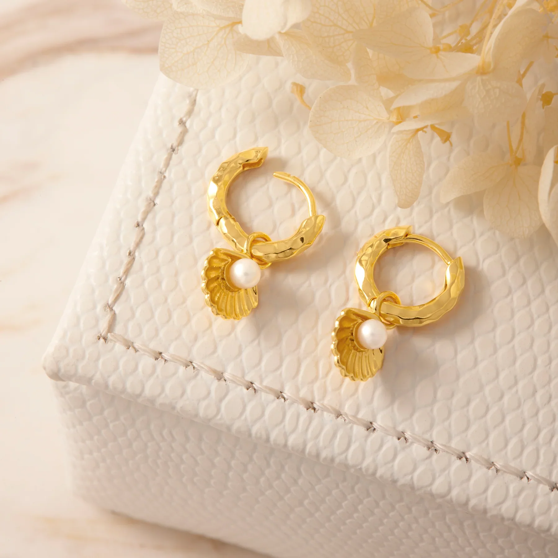 Seaside Ethereal Gold Huggies - Image 3