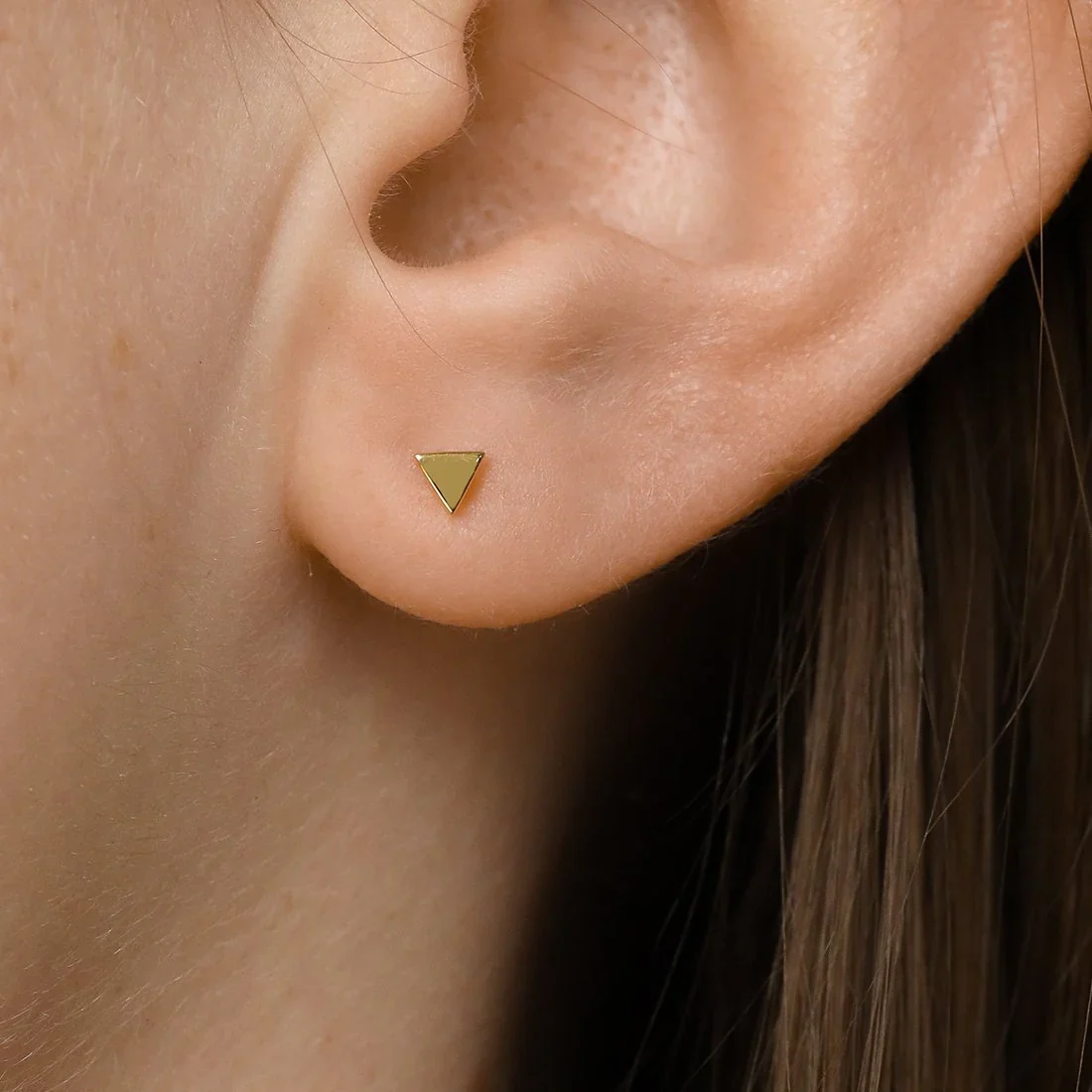Super Fine Triangle Studs Gold - Image 2
