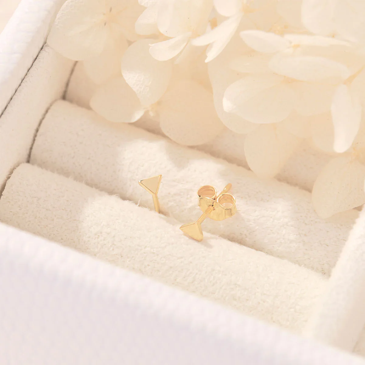 Super Fine Triangle Studs Gold - Image 3