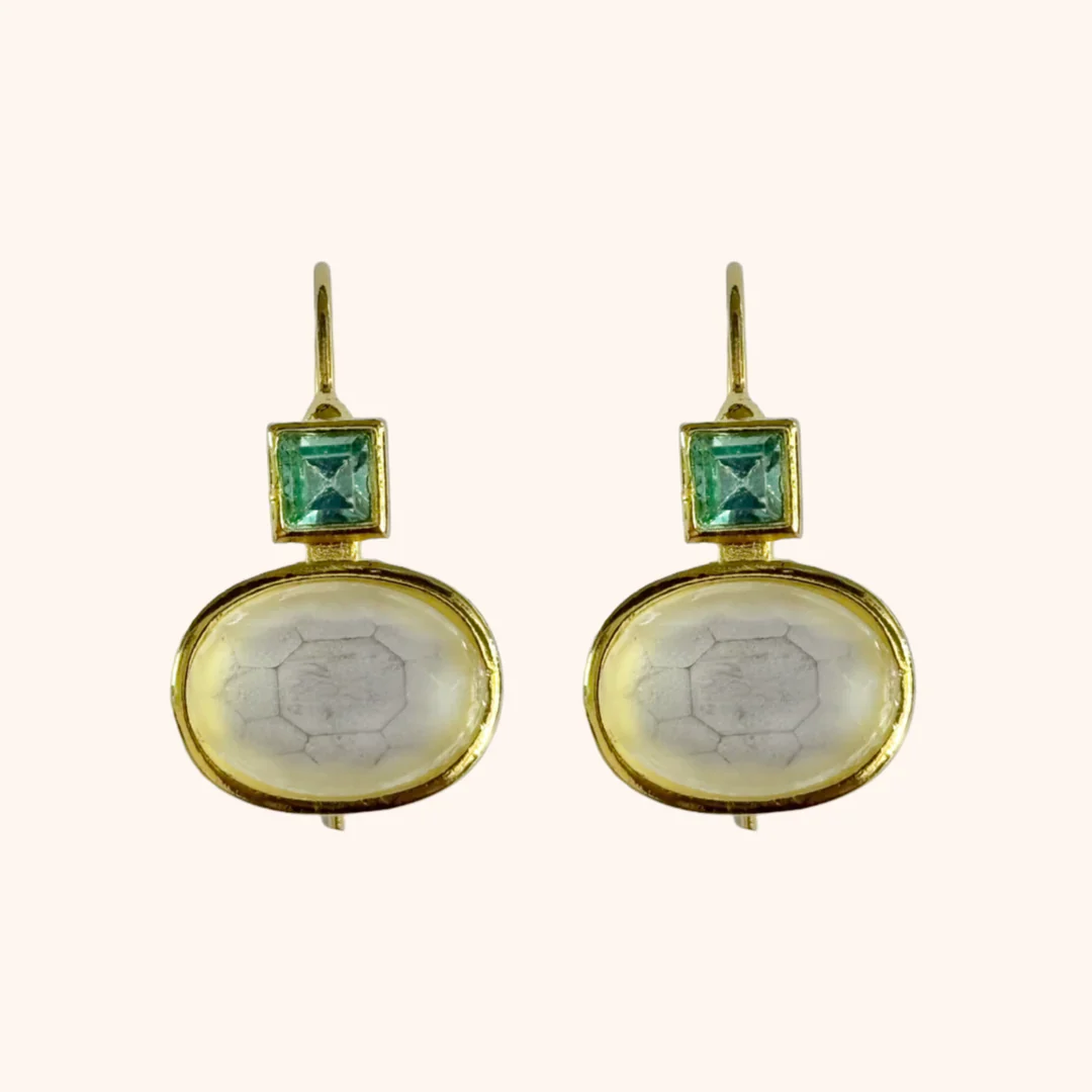 Vanessa Gem Earrings - Blue Ivory