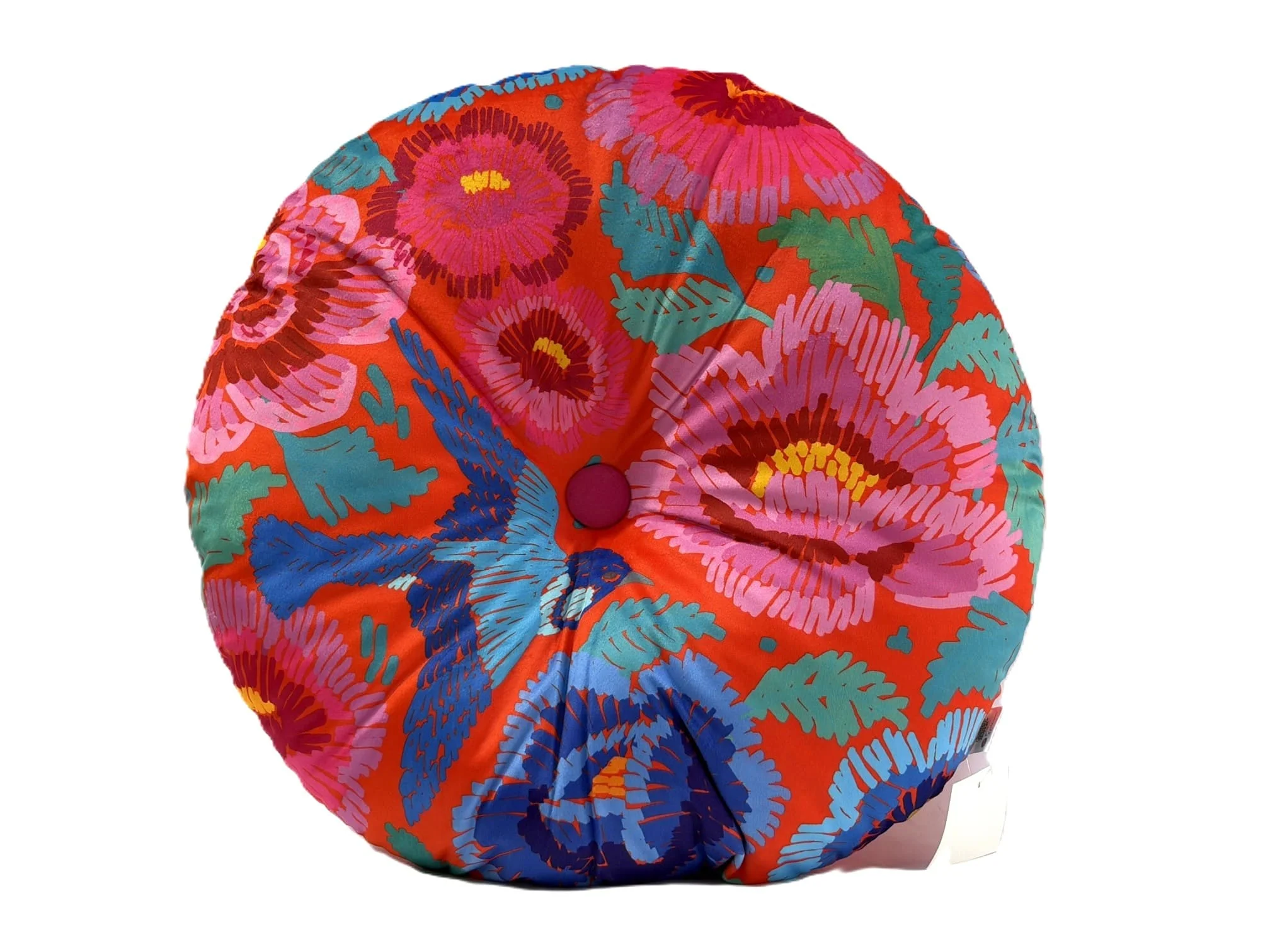 Velvet Cushion Round - Birds and Roses - Image 4